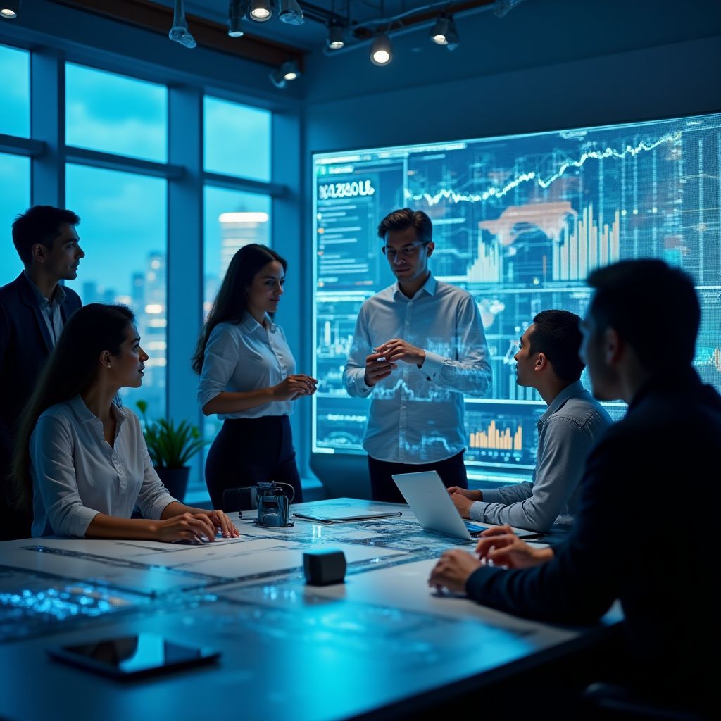 Equipo de inversiones trabajando juntos